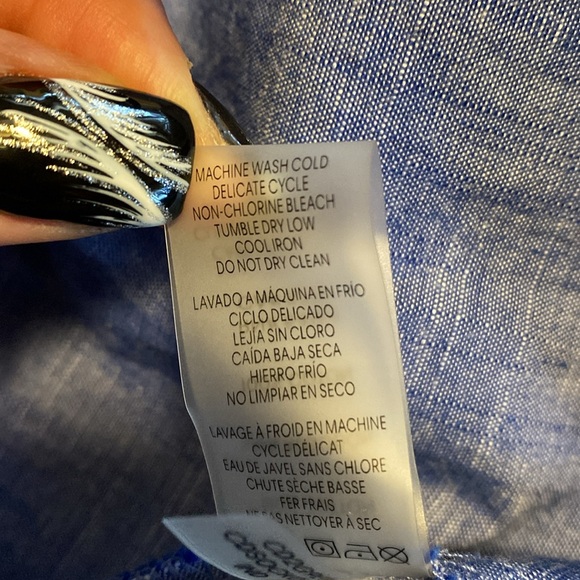 Calvin Klein Blue Denim Belted A-line Ruffled Dress - Picture 12 of 12